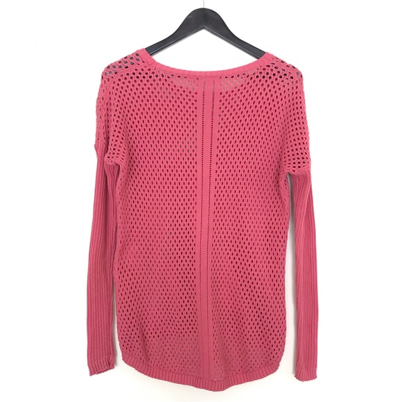Prana Salmon Pink Crochet Ribbed Knit Sweater - Picture 6 of 10